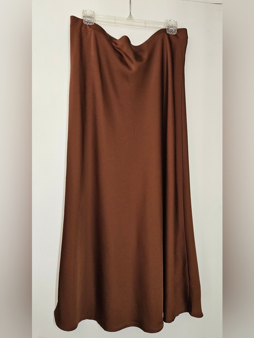 New Old Navy Cognac Brown Satin Maxi Skirt, L, 12-16